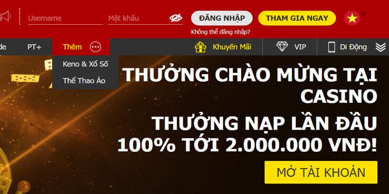 Khuyến mãi Casino trực tuyến thưởng 100% lên đến 2.000.000 VNĐ